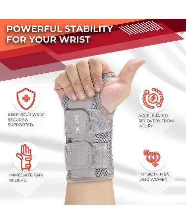 2022 Carpal Tunnel Wrist Brace for Men & Women - Breathable Night Support with 2 Adjustable Straps - Ideal for Tendonitis & Arthritis - Right Hand-Gray S/M - Buy Online on GoSupps.com