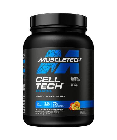 MuscleTech CellTech Creatine Monohydrate Powder Post Workout Recovery Drink Muscle Building & Recovery Powdered Shake With 3g Creatine 54 Servings 2.27kg Tropical Citrus Tropical Citrus Punch 54 Servings (Pack of 1)