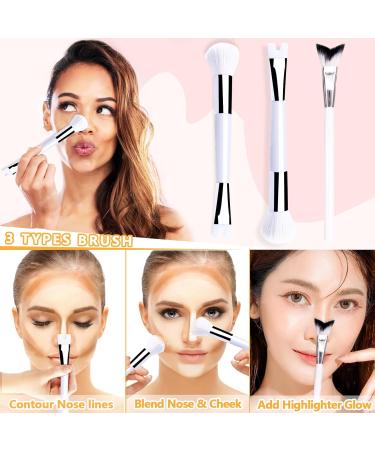 NATOSU 2 Piece Nose Contour Brush Set 2 in 1 U Shaped Brush and Fluffy Brush for Shaping and Defining the Nose Fishtail Highlighter Brush for Nose Shine - Buy Online on GoSupps.com