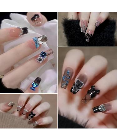 Black 3D Nail Art Charms Kit - Resin Flowers Butterflies Hearts & More | International Shipping - Buy Online on GoSupps.com
