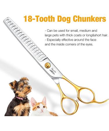 JASON 7.5 Curved Dog Grooming Scissors - Sharp & Comfortable Shear for Cats and Pets - Right-Handed Groomers Trimming Kit - Light-Weight C-7.5 Chunker - Buy Online on GoSupps.com