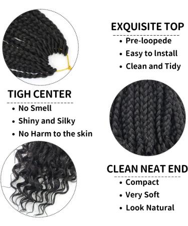 8Packs Goddess Box Braids Crochet Hair With Curly Ends 22inch Pre-looped Bohomian Crochet Box Braids Synthetic Braiding Hair Extensions (22 inch 1B) 22 Inch(Pack of 8) 1B - Buy Online on GoSupps.com