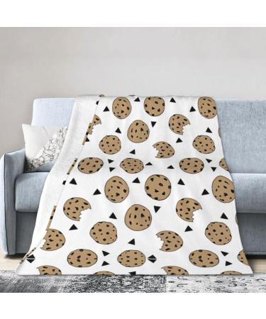 Yyhhaofa Cookies Food Chocolate Chip Biscuits 40"x30" Ultra Soft Micro Fleece Blanket - Anti-Wrinkle Hypoallergenic and Long Lasting Black 40"x30"