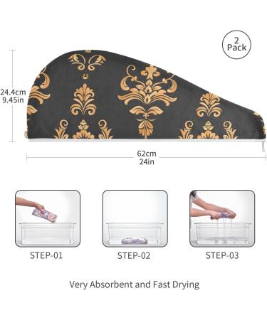 Buy Boho Flower Hair Towel 2 Pack | Super Absorbent Quick Dry Hair Turbans for Women & Girls - Buy Online on GoSupps.com