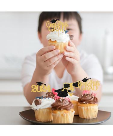 24Pcs Graduation Cupcake Toppers 2024 Graduation Cake Topper Class of 2024 Cake Topper Graduation Cake Decorations with Grad Cap Diploma Congrats Grad Sign Graduation Party Decorations (4 Styles) - Buy Online on GoSupps.com