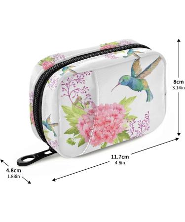 Watercolor Flower Hummingbird Pill Box - Travel Pill Organizer & Vitamin Case with Zipper - Buy Online on GoSupps.com