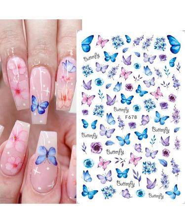 Shop 6 Leaf Butterfly Nail Stickers - 3D Flower Self-Adhesive Nail Art for Spring & Summer DIY Manicure - Buy Online on GoSupps.com