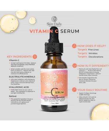 Antioxidant Vitamin C Serum for Face- Infused with Electrolytes Hyaluronic Acid Retinol - 1 oz 1 Fl Oz (Pack of 1) - Buy Online on GoSupps.com