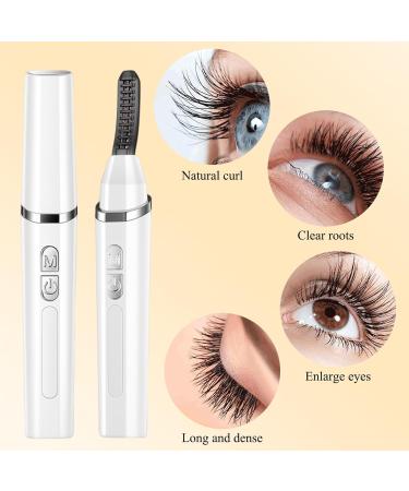 Heated Eyelash Curler Comes with Eyebrow Razor USB Rechargeable Heated Lash Curler with 4 Gear Temperature Control Electric Eyelash Curler 10s Quick Heat 24 Hours Long Lasting Curling Eyelash - Buy Online on GoSupps.com