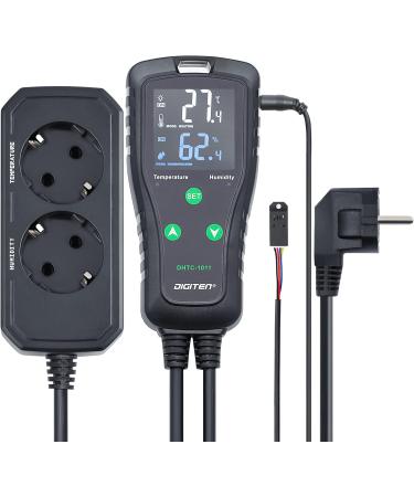 Temperature & Moisture Controller Outlet | Plug-in Thermostat for Reptiles & Greenhouses - Two-Stage Pre-Wired Electronic Black - Buy Online on GoSupps.com