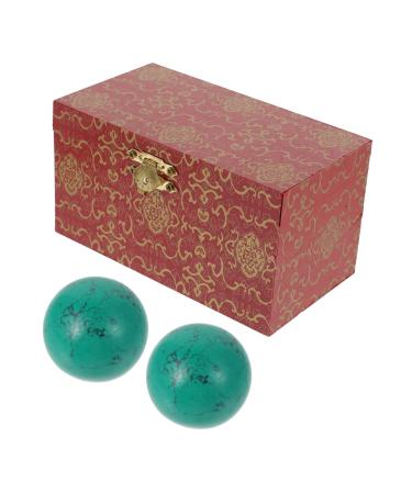 Frcolor 2st Turker Handball Balls Baoding Fitness Ball Home Decor Wohnungs Furniture Gift Massage Ball Turquoise Color Balldocks Round Hand Ball Meridian Gymnastics Ball Juwel H lzern