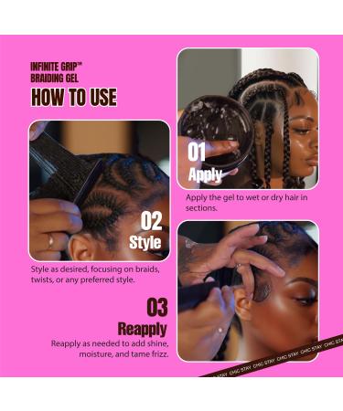 Lela Beauty Infinite Grip Braiding Gel - Strong Hold High Shine Water-Based - Professional Quality Anti-Frizz Gel for Smooth Braids Locs & Twists - 450mL/15.2 fl oz - Buy Online on GoSupps.com