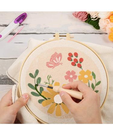 Pllieay 3 Set Punch Needle Embroidery Starter Kits with Instruction, Fabric, Pattern, Yarns, and Hoops for Rug-Punch & Pinch Needle - Buy Online on GoSupps.com