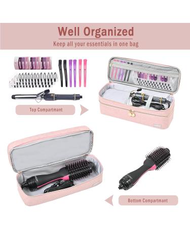 Double-Layer Travel Carrying Case Compatible with Revlon One-Step Hair Dryer Brush/Dyson Airwrap Styler/Volumizer/Hot Tools Portable Storage Organizer Bag For Shark FlexStyle Attachment Pink(Bag Only) - Buy Online on GoSupps.com