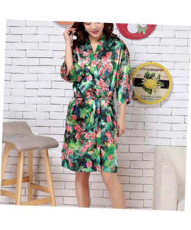 Angoily 1pc Floral Kimono Hair Dressing Gown Salon Client Night Gown Sleepshirt Overalls Girdle Kimono Robe Hair Coloring Cape Safety Gowns Belt for Hip Thrust Waist Belt Apron Spa Flowers - Buy Online on GoSupps.com