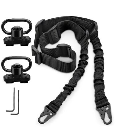 Bontok Sling Swiels Mount Set, 1.25 Inch Sling Mount Mloc Attachments Set for Two Point Traditional Sling 1Pack Sling+2 Pack 45 Degree Rotation Sling Mounts Set All Black