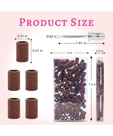 100Pcs 80Grit Nail Sanding Bands with 3/32 Nail Drill Bit - Professional Nail Drill Accessories for Hard Gel and Acrylic Nail Shaping - Boxed Brown - Buy Online on GoSupps.com