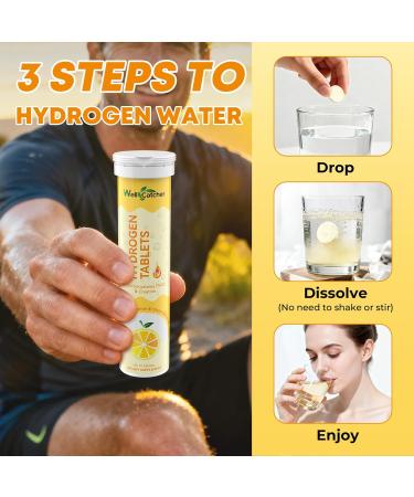 Hydrogen Tablets for Drinking Water: Molecular Hydrogen Tabs 12.4PPM with Magnesium NAC Creatine Supports Antioxidants Cellular Health Recovery Cognitive Function Vegan Organic Lemon Flavor - Buy Online on GoSupps.com