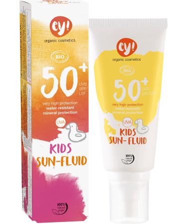 Ey!Organic cosmetics Sunfluid Kids Sonnenfluid LSF 50+ waterproof vegan without microplastics natural cosmetics for face and body 1 Pack (1 x 100ml)