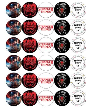 30 Stranger Things TV Cupcake Toppers Edible Wafer Paper Fairy Cake Toppers Birthday Cakes