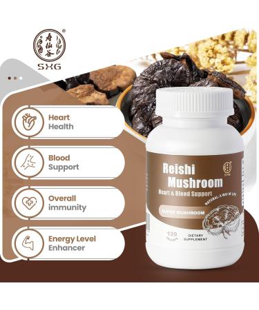Organic Reishi Mushroom Capsules 120 Count - Heart & Blood Health, Immune Support Supplement - Vegan, Gluten Free - Buy Online on GoSupps.com