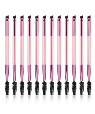 12 Pieces Dual-Ended Brow Brush Eyebrow Brush Angled Eye Brow Brush and Spoolie Brush Shaping & Filling Eyebrows Eyebrow Spoolie Brush Brow Brush for Precise Brow Brushing