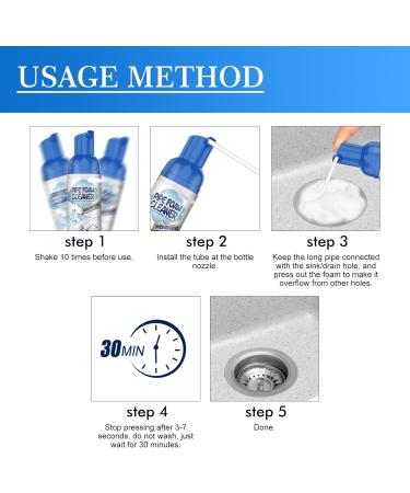 Yougo Drain Cleaner Get out Foaming Drain Cleaner Sink Foam Drain Cleaner Powerful Sink and Drain Cleaner Efficient Clog Removal and Cleaning Kitchen Toilet Pipe Quick Cleaning Tool (2 pcs) - Buy Online on GoSupps.com