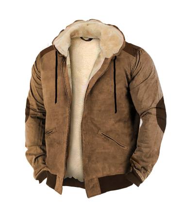 Hanxiulin fleece plush jacket fluffy warm zipper wool jacket men winter jacket jacket long hood fleece jacket oversized autumn coat card