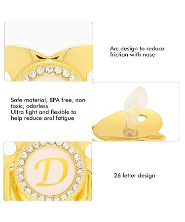 Golden Baby Pacifier - Curved Design A-Z Alphabet | Safe Materials & Healthy Bling for Weaning (Letter D) - Buy Online on GoSupps.com