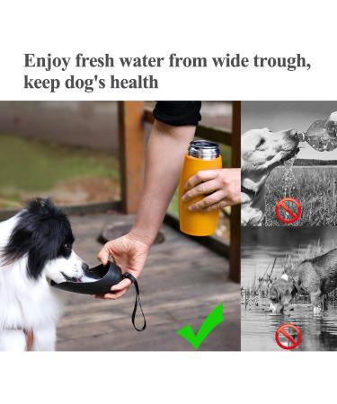 Vivaglory 750ml Dog Water Bottle - Portable Stainless Steel Pet Drinking Bottle with Large Trough for Hiking & Walking - Orange Yellow - Buy Online on GoSupps.com