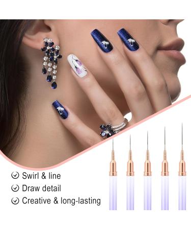 Nail Art Liner Brushes Set - 5Pcs 4/8/12/20/25mm Painting Tool for Nail Dotting & Fine Drawing - Purple Detail Brush for Long Lines & Designs - Buy Online on GoSupps.com
