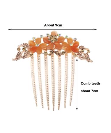 SG Store Flower Hair Comb | Rhinestone Bridal Headpiece for Women & Girls | Decorative Wedding Hair Accessories | Champagne - Buy Online on GoSupps.com