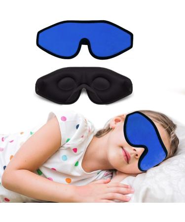 Kids' Memory Foam 3D Contoured Sleep Mask - Blockout Light Eye Cover for Boys and Girls - Dark Blue - Buy Online on GoSupps.com