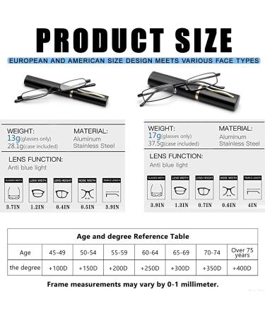 Viseng Slim Mini Metal Reading Glasses - 2 Pairs Compact Lightweight with Case - Black 2.0 Diopters for International Shipping - Buy Online on GoSupps.com