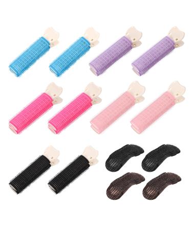 10pcs Volumizing Hair Clips with 4pcs Hair Pads  Velcro Clips for Hair  Hair Volume Clips for Roots  Volumizing Roller Clips Root Clips for Hair Volume Fluffy Hair Volumizer Clips for Women Girl