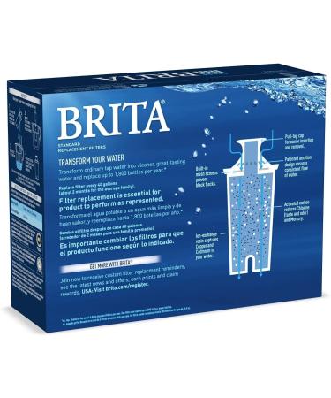 Brita Standard Water Filter Replacement - 3 Count, BPA Free for Pitchers & Dispensers - Buy Online on GoSupps.com