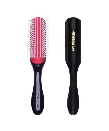 Denman Hair Brush for Curly Hair D3 (Black) 7 Row Classic Styling Brush for Detangling, Separating, Shaping and Defining Curls Black 7 Row