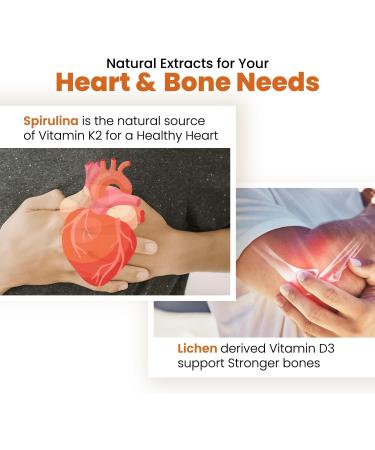 Generic Vitamin D3 600 IU + K2 as MK7 Supplement | Supports Stronger Immunity & Bone & Heart Health | Healthy Heart for Men and Women - 120 Veg Tablets - Buy Online on GoSupps.com