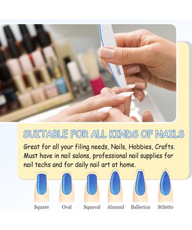 12 PCS Double Sided 100/100 Grit Nail Files for Acrylic and Natural Nails - Washable & Reusable - Blue Emery Board for False Nails - Buy Online on GoSupps.com