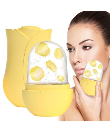 Face Ice Roller | Small Ice Cube Roller Silicone Ice Face Roller Cube Ice Roller for Face and Eye Facial Beauty Ice Roller Skin Care Tools Yellow