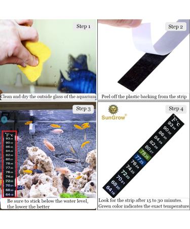SunGrow Aquarium Sticker Thermometer - Precise Temperature Measurement for Fish, Shrimps & Turtles - Easy Peel & Stick Installation - 2 Color Indicators - Buy Online on GoSupps.com