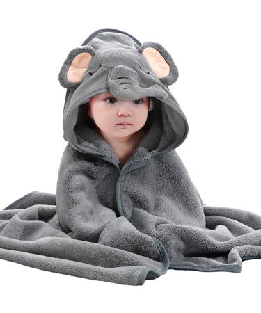 Zuimei Hooded Baby Towel Soft Baby Towel With Hood Cute Animal Design Baby Towel For Baby Boy And Girl Newborn Birthday Elephant