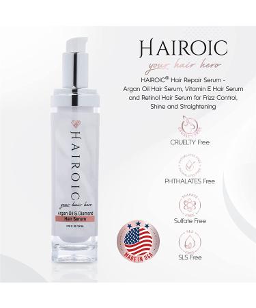 HAIROIC Hair Serum with Vitamin E, Moroccan Argan Oil - Heat Protector, Strengthen, Repair, Control Frizz, Shine - Anti Frizz Serum (2.02 fl oz) - Buy Online on GoSupps.com