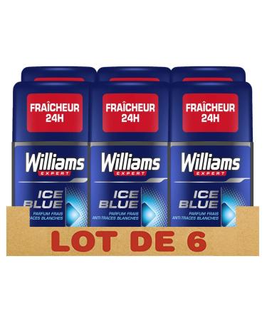 Williams Expert D odorant Homme Stick Antibact rien Fra cheur 24h Ice Blue Parfum Frais et Anti-Traces Blanches Formule Test e Dermatologiquement (Lot de 6x75ml) Anti Traces