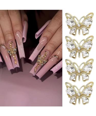 10 PCS 3D Metal Butterfly Nail Charms with Diamonds - Gold/Silver Rhinestone Nail Art Decoration - DIY Alloy Jewelry Accessories - Buy Online on GoSupps.com