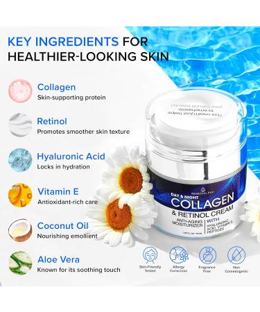 Collagen Face Cream with Retinol & Hyaluronic Acid Anti Aging Moisturizer for Women & Men Firming Day & Night Cream for Wrinkles Hydrating Facial Lotion for All Skin Types - Buy Online on GoSupps.com