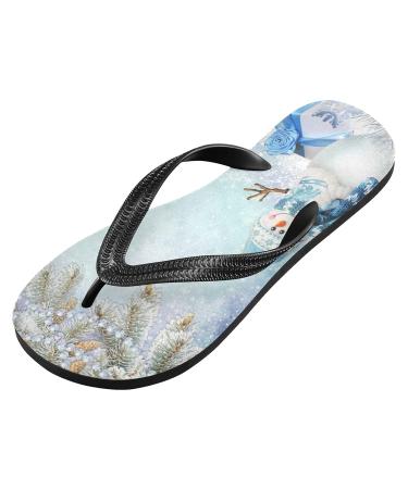 Shop Mnsruu Merry Christmas Snowman Flip Flops & Slippers for Men & Women | Perfect for Home Spa & Travel - Buy Online on GoSupps.com