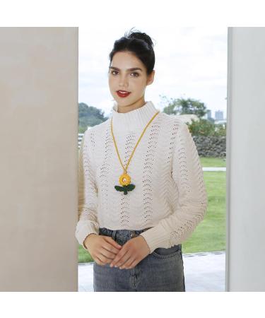 Kuaiyiju Adjustable Dopamine Sunflower Necklace - Hand-Woven Sweater Chain & Keychain | Fashionable Jewelry for Every Occasion - Buy Online on GoSupps.com