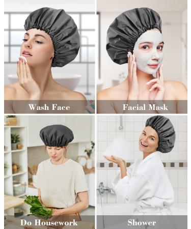 Aquior Reusable Waterproof Shower Cap for Women - Large Size for All Hair Lengths, Ideal for Girls Spa, Home, and Salon Use - Black - Buy Online on GoSupps.com