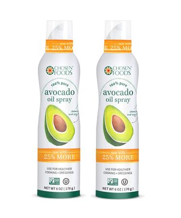 Chosen Foods 100% Pure Avocado Oil Spray, Keto and Paleo Diet Friendly, Kosher Cooking Spray for Baking, High-Heat Cooking and Frying (6 oz, 2 Pack) 6 Ounce (Pack of 2)